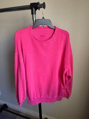 aerie Neon Pink Relaxed Crewneck Sweatshirt